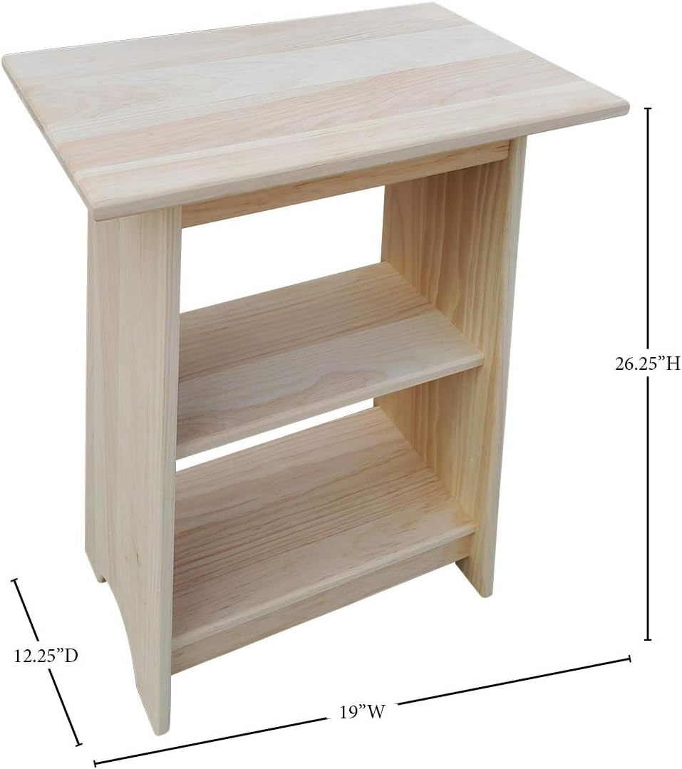 End Tables - Slim End Table for Apartment Decor, Durable Bedroom & Living Room Side Tables with Narrow Accent, Lamp Stand Bedside Table with Extra Shelves, (Small, Unfinished)
