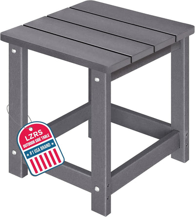 Patio Side Table, Heavy Duty HDPE Outdoor End Table with Wood Texture, Weatherproof Composite Table for Adirondack Chairs, Deck, Pool, Indoor/Outdoor, No Peeling or Cracking(Grey)