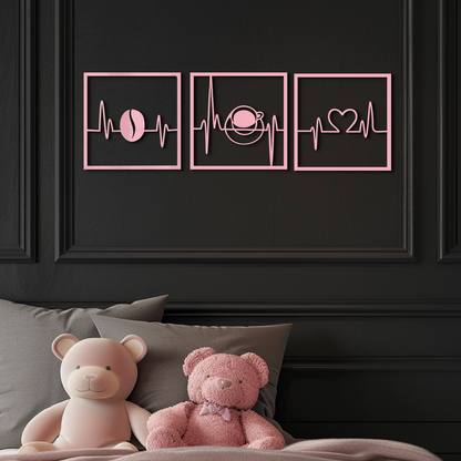 Coffee Heartbeat Metal Wall Art – 3 Panel Espresso Lover Decor - KAFGP128