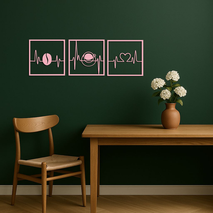 Coffee Heartbeat Metal Wall Art – 3 Panel Espresso Lover Decor - KAFGP128