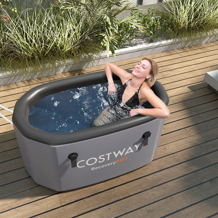 XL 129-Gallon Oval Cold Plunge Tub with Cover & Hand Pump