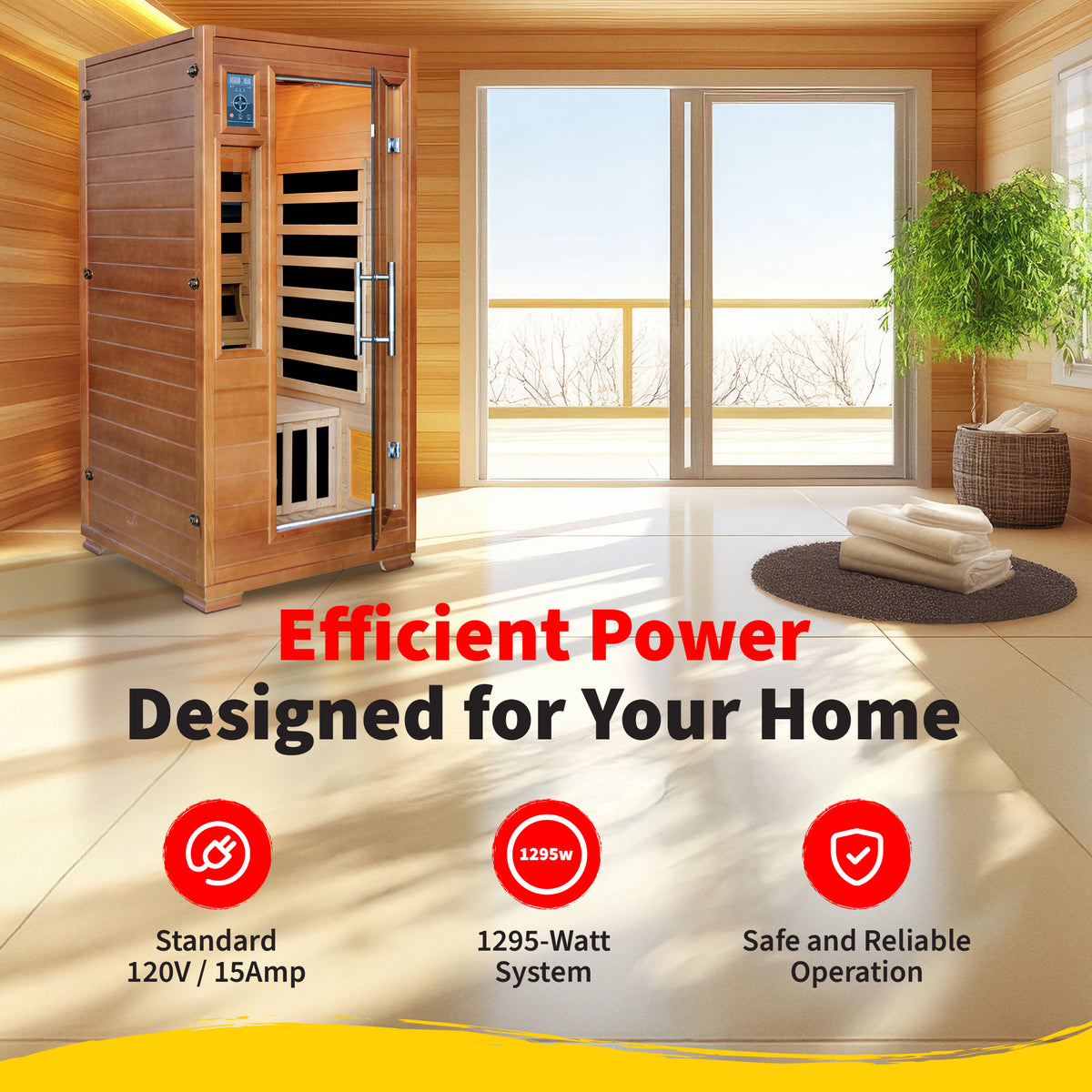 Heatwave 1-2 Person Hemlock Infrared Sauna W/ 5 Carbon Heaters
